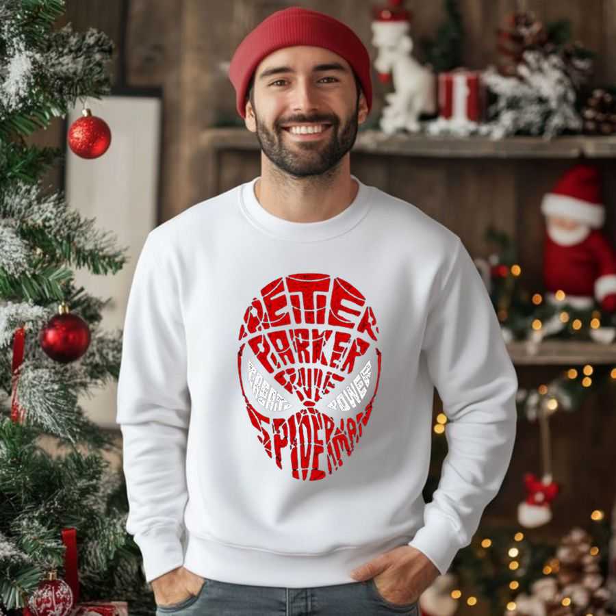 Spider-Man Mask Typography/word Art Sweatshirt 2 Spider-Man Mask Typography/word Art Sweatshirt 2